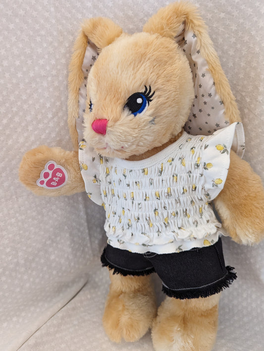 Lemon-print top for cottagecore plushies and build-a-bears